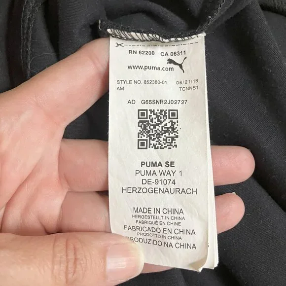 PUMA Men's Black 1/4 zip Hoodie Long Sleeve Sweatshirt Thumbholes Hood Size M - Picture 6 of 8